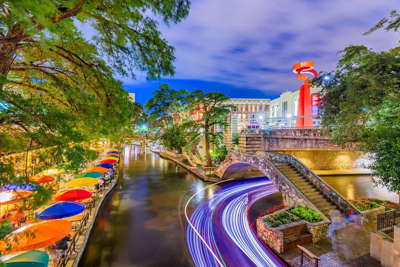 San Antonio, Texas, USA cityscape on the River Walk.